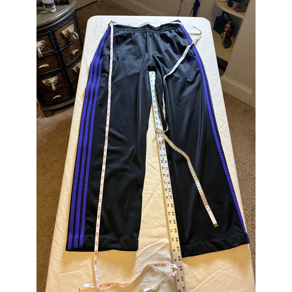 Adidas Black Purple 3-Stripe Track Pants Men’s Medium 2013 Y2K Soccer Warm Up